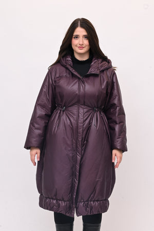 Piumino lungo arriccio - Burgundy