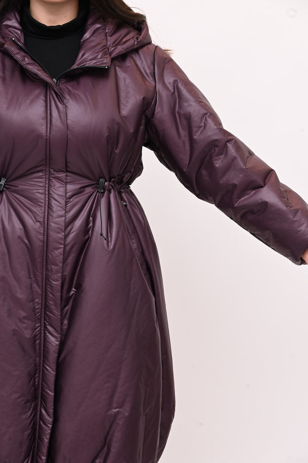 Piumino lungo arriccio - Burgundy