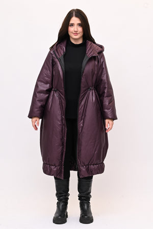 Piumino lungo arriccio - Burgundy