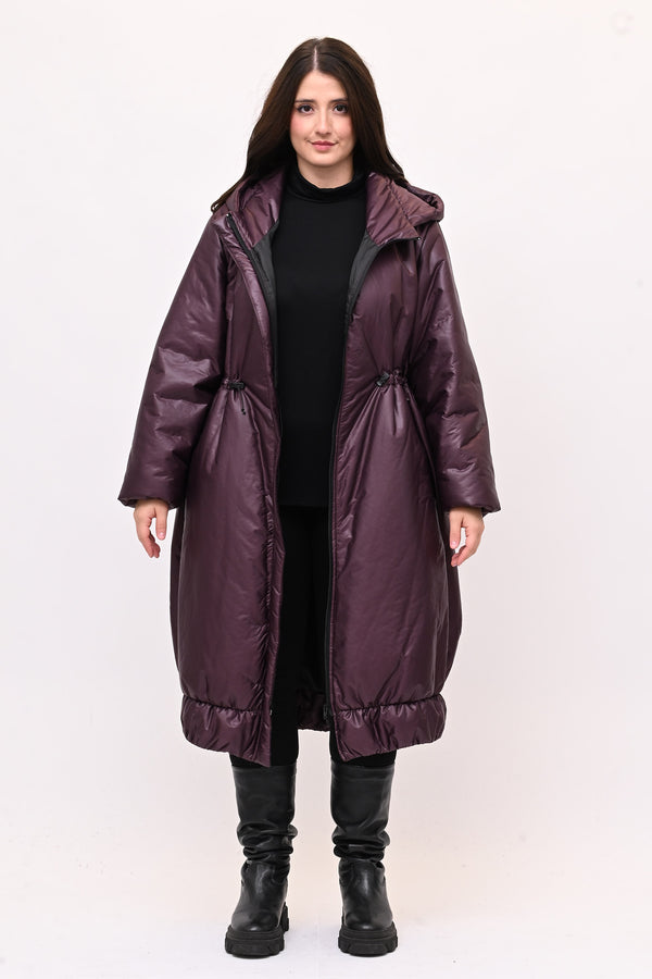 Piumino lungo arriccio - Burgundy