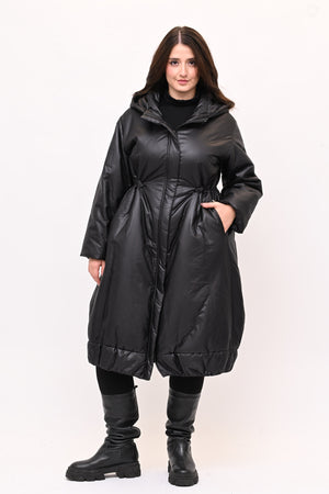 Piumino lungo arriccio - Nero