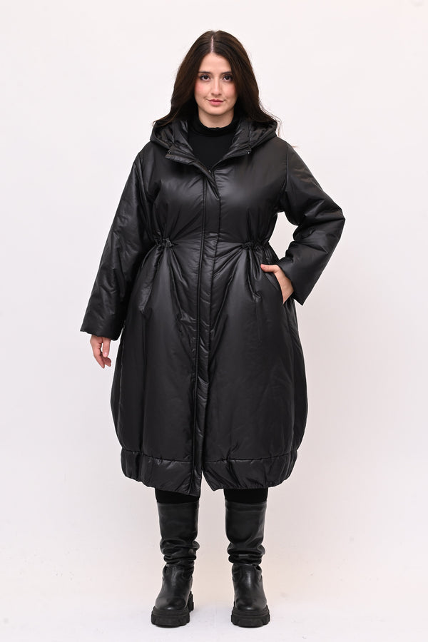 Piumino lungo arriccio - Nero