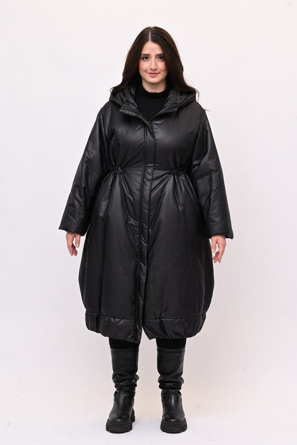 Piumino lungo arriccio - Nero