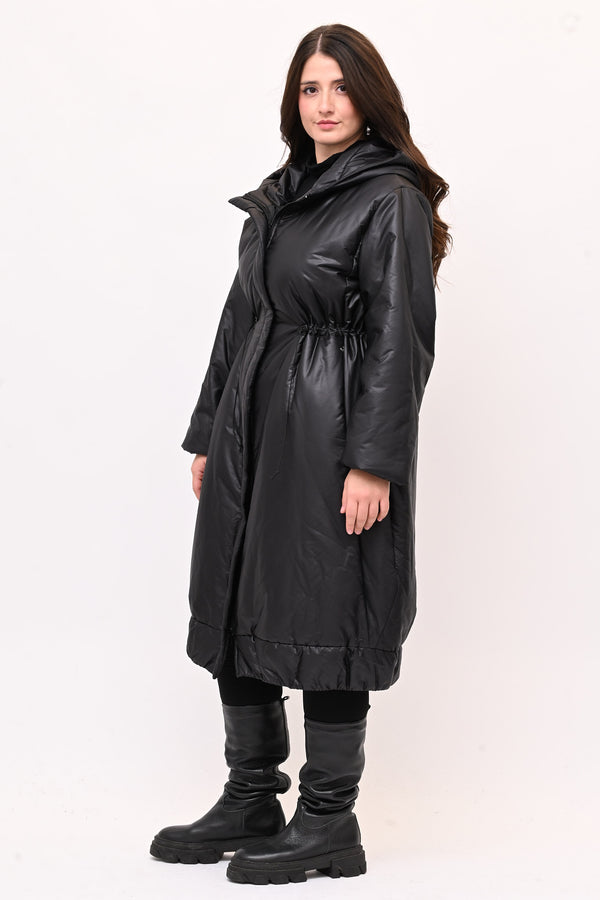 Piumino lungo arriccio - Nero