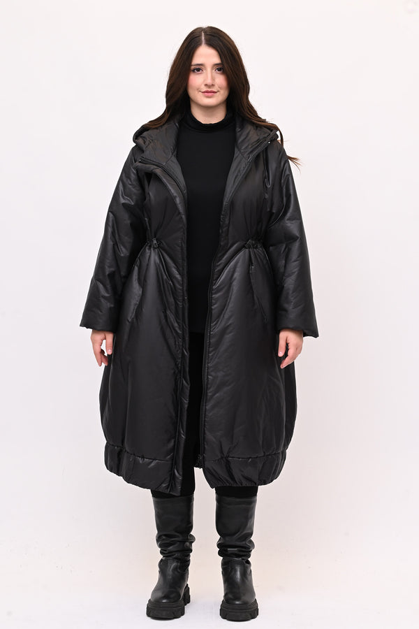 Piumino lungo arriccio - Nero