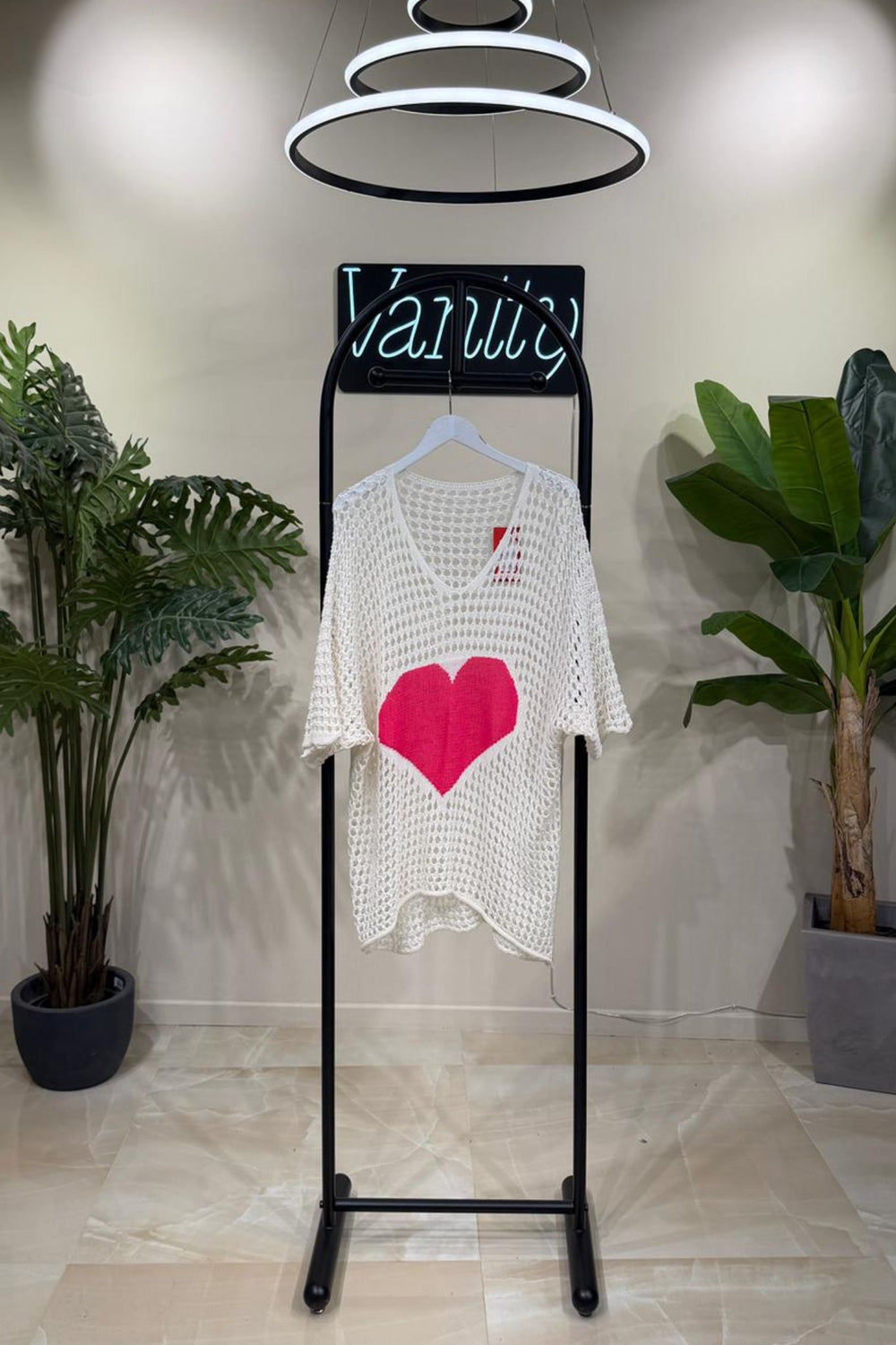 Maglia rete cuore - Burro