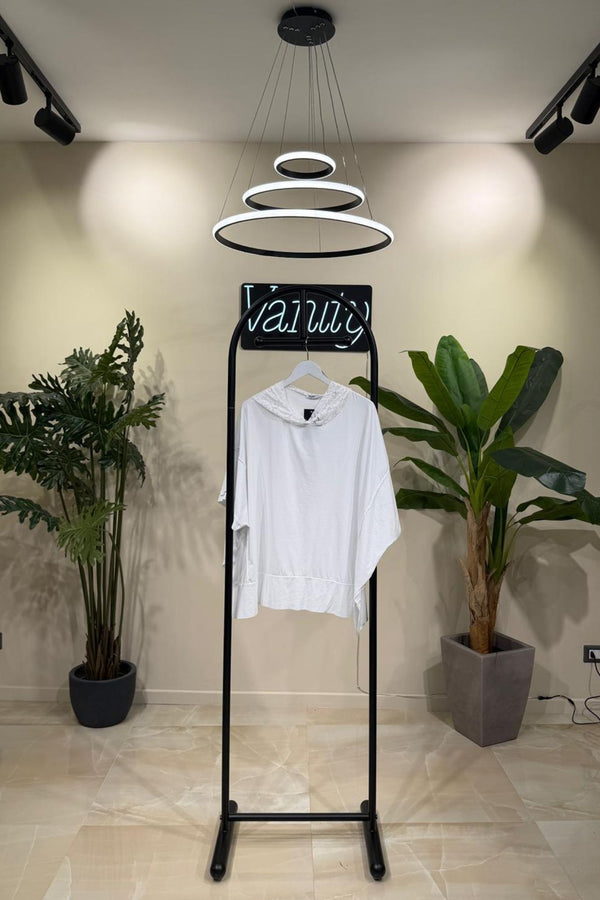 Felpa cappuccio pizzo - Bianco