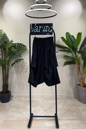 Gonna cotone arricciata - Nero