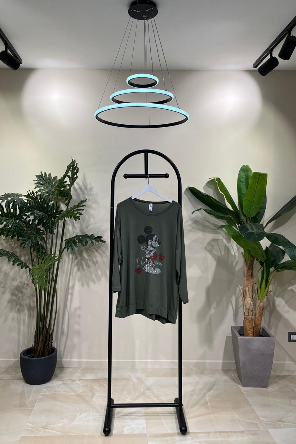 T-shirt Mickey strass - Verde militare