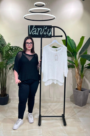Maglia filo spacchi - Bianco