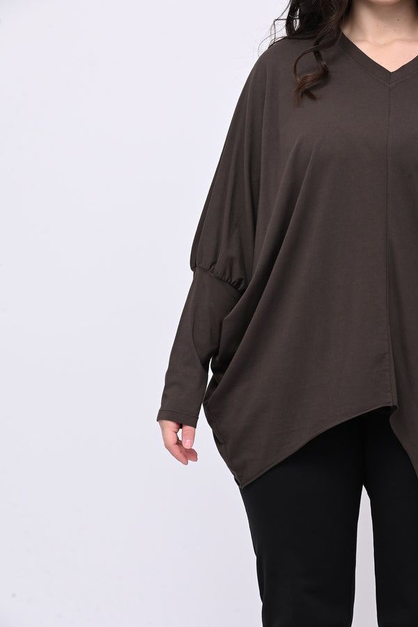 Maglia asimmetrica punte - Moro