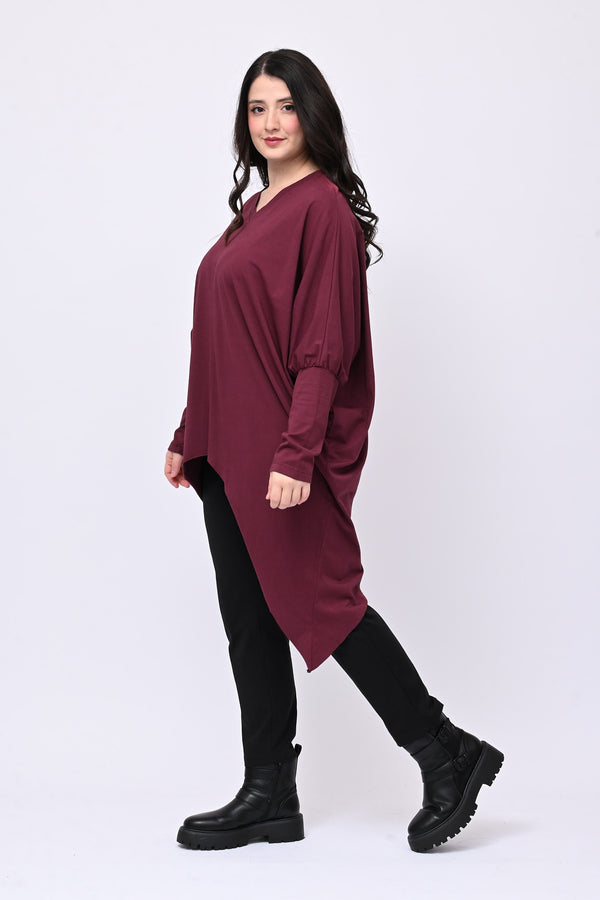 Maglia asimmetrica punte - Vino