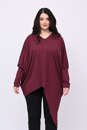Maglia asimmetrica punte - Vino