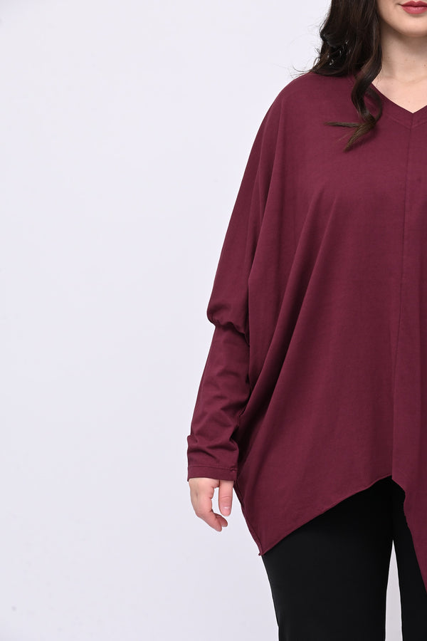 Maglia asimmetrica punte - Vino