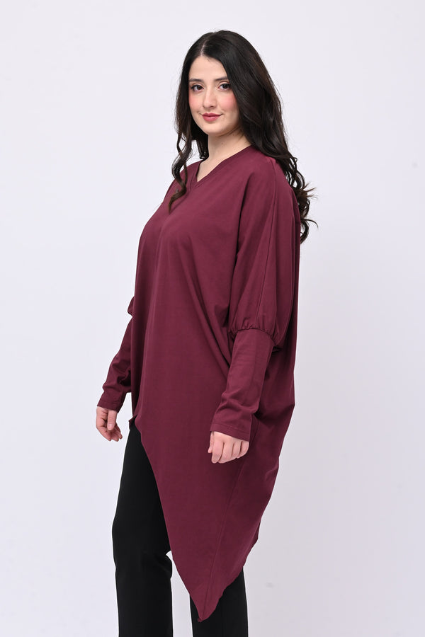 Maglia asimmetrica punte - Vino
