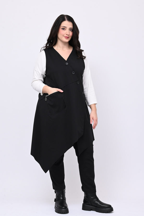 Gilet tasca zip - Nero