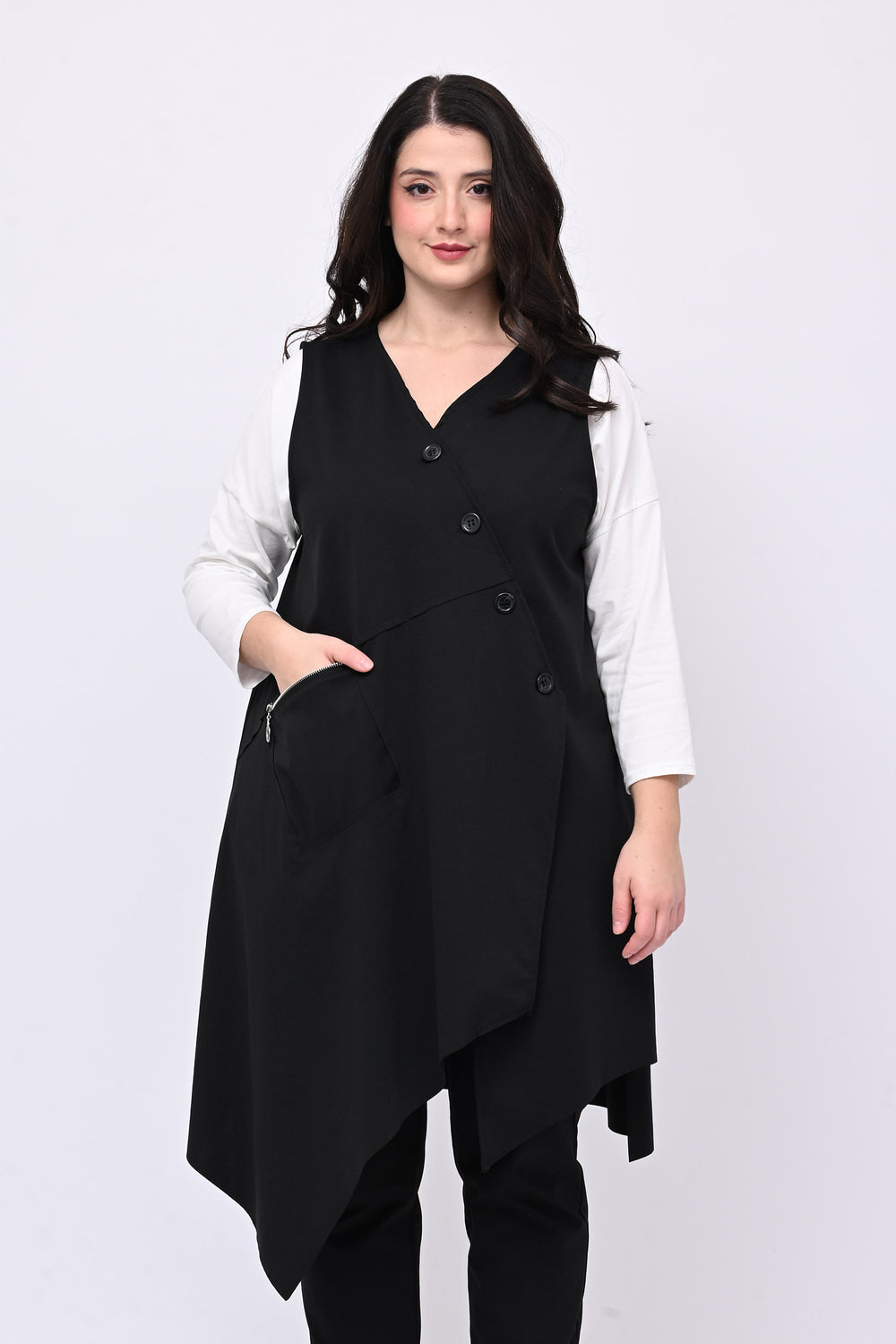 Gilet tasca zip - Nero