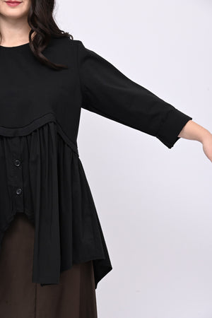 Maglia effetto camicia - Nero