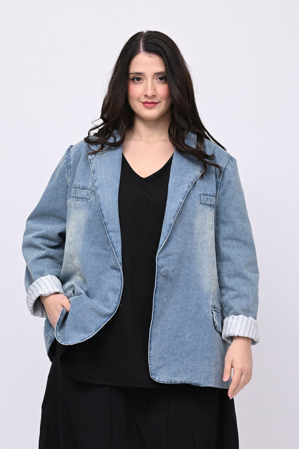 Giacca jeans anni '80 - Jeans Chiaro