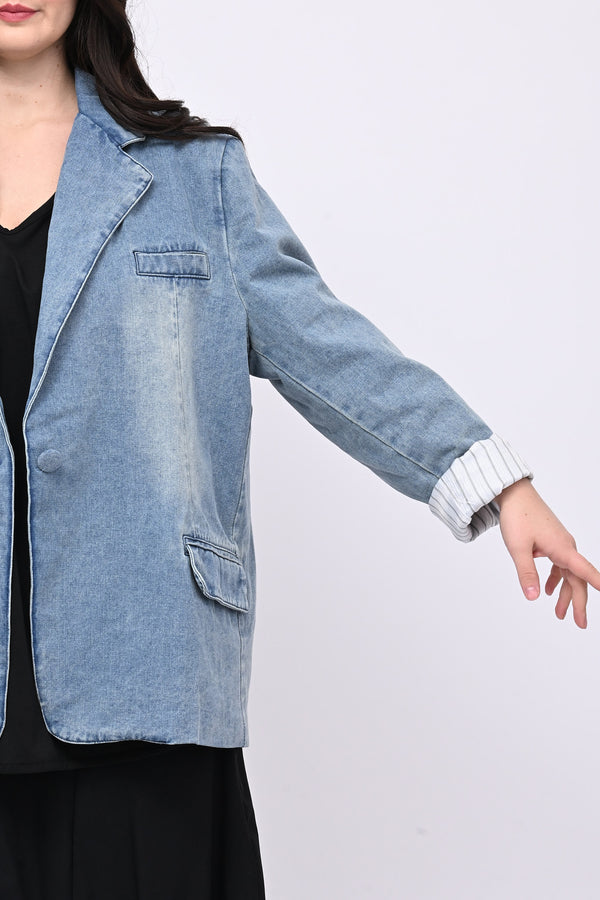 Giacca jeans anni '80 - Jeans Chiaro