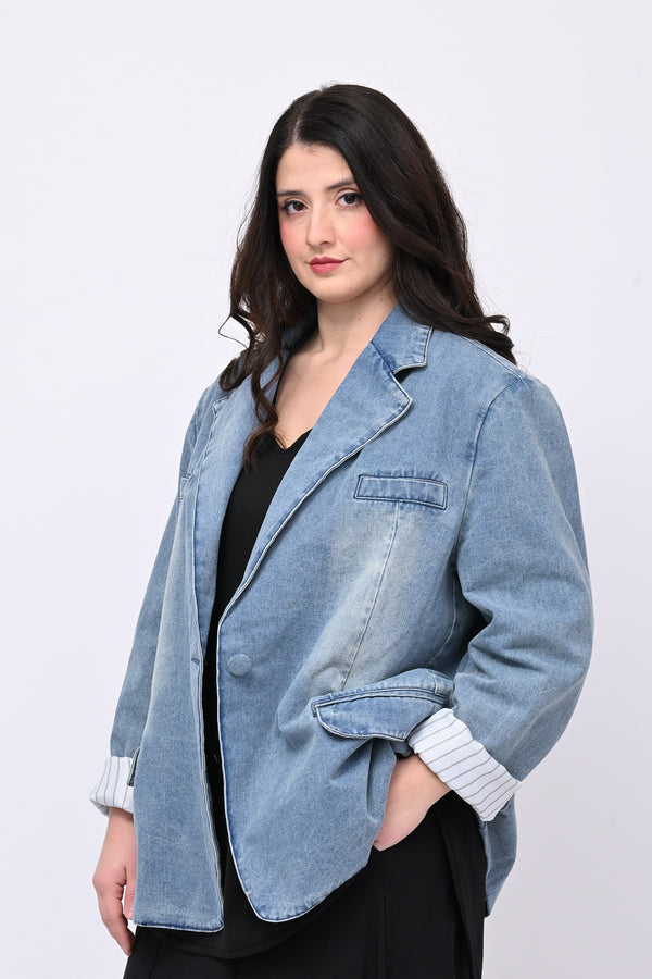 Giacca jeans anni '80 - Jeans Chiaro