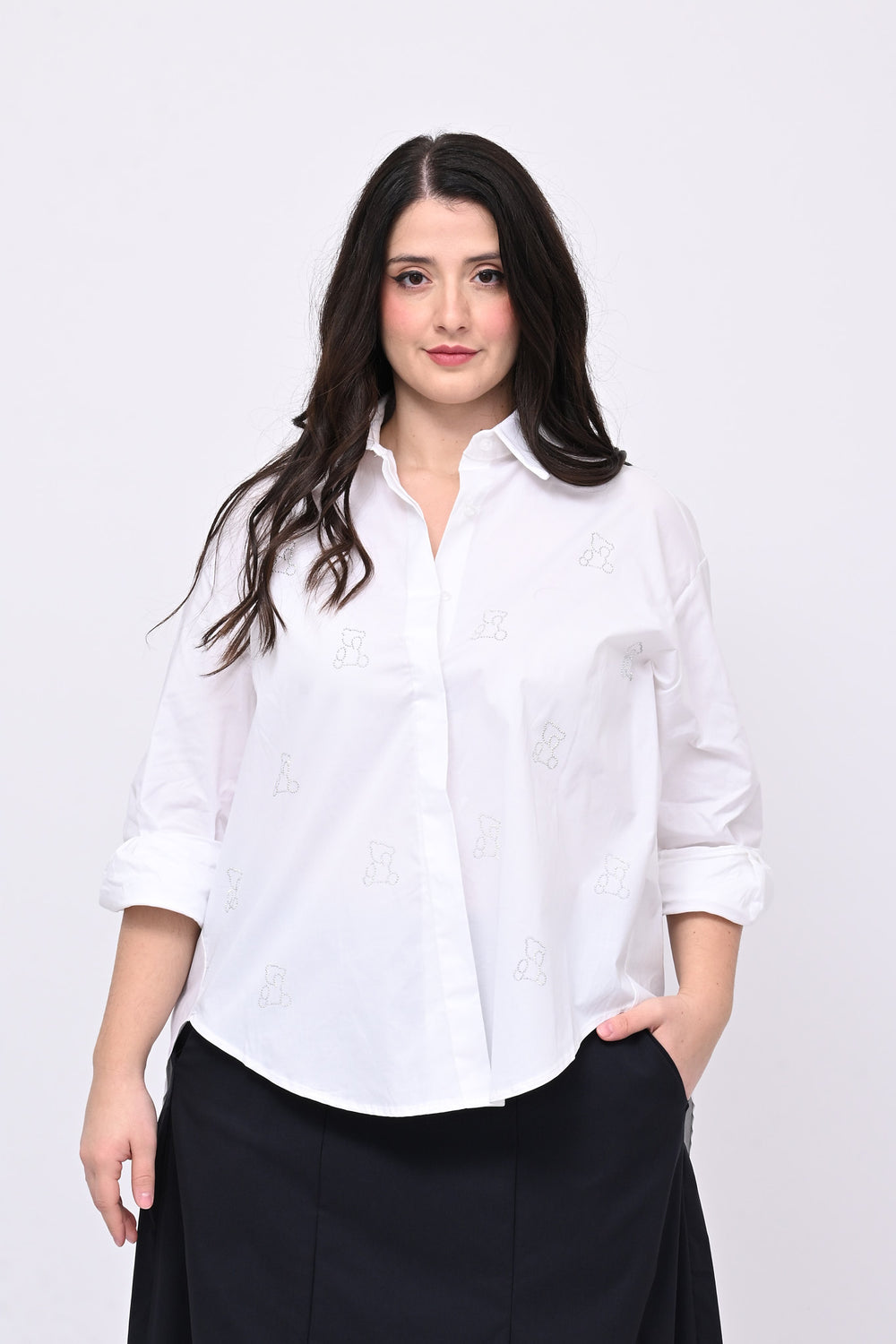 Camicia orsi strass - Bianco