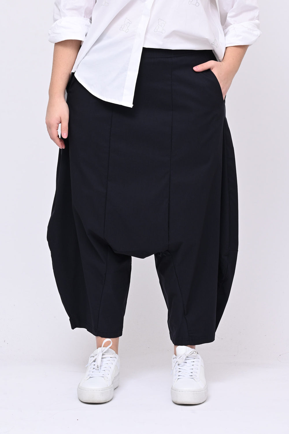 Pantalone cavallo basso bengalina - Blu