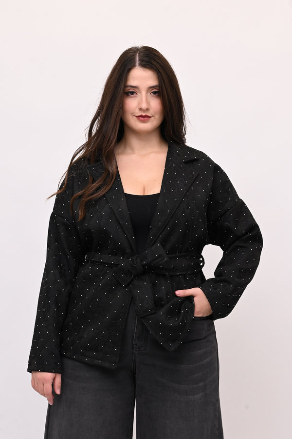 Giacca strass e cinta - Nero
