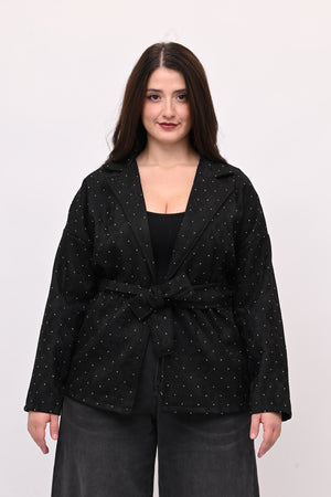 Giacca strass e cinta - Nero