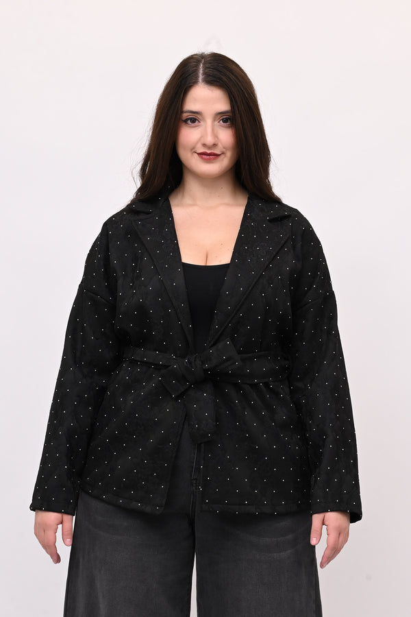 Giacca strass e cinta - Nero
