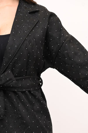 Giacca strass e cinta - Nero