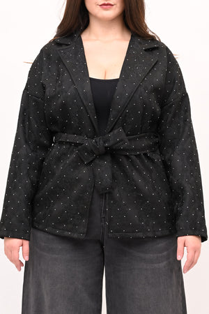 Giacca strass e cinta - Nero