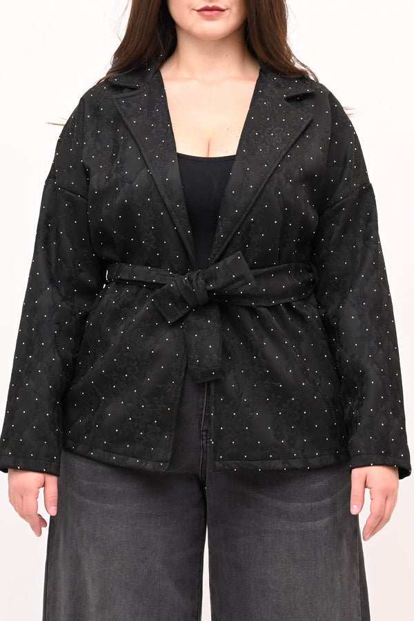 Giacca strass e cinta - Nero