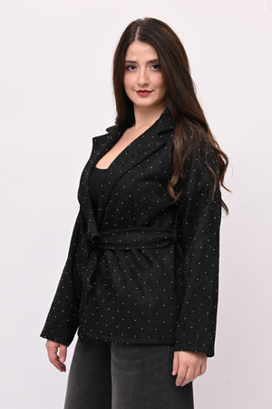 Giacca strass e cinta - Nero