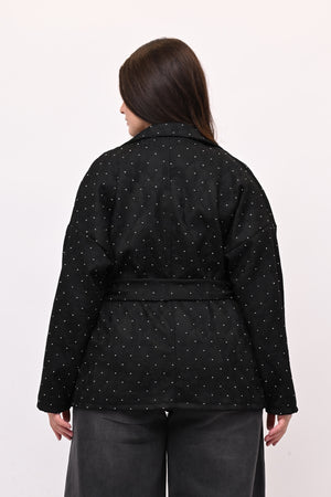 Giacca strass e cinta - Nero