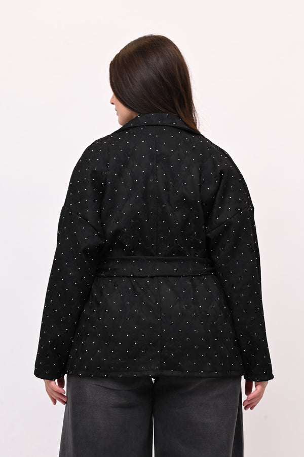 Giacca strass e cinta - Nero