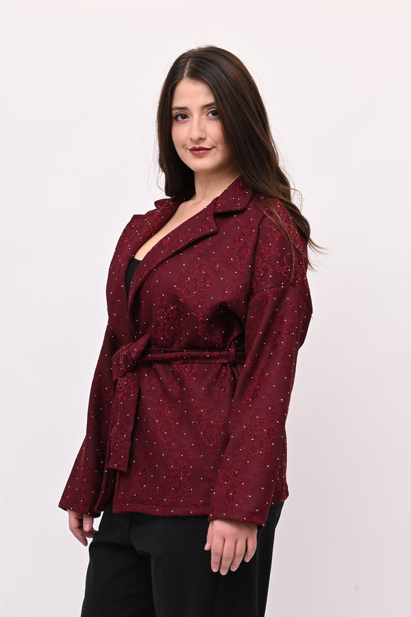 Giacca strass e cinta - Vino