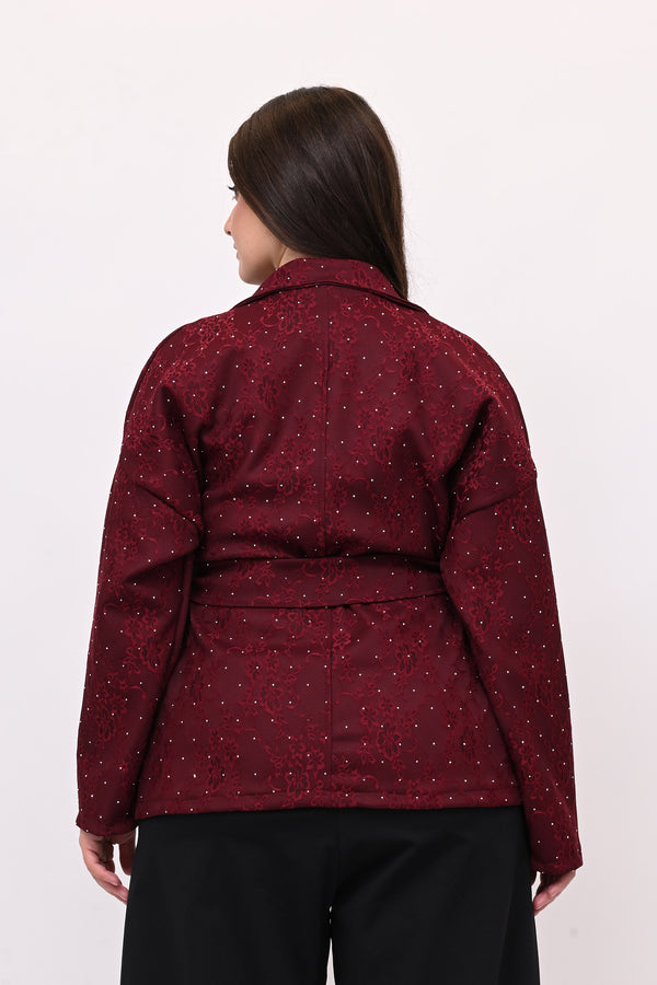 Giacca strass e cinta - Vino
