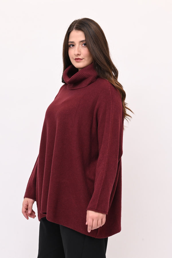 Maxi Pull collo anello - Vino
