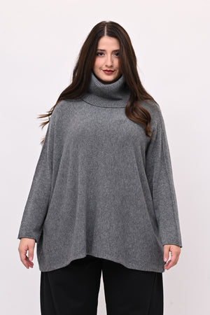 Maxi Pull collo anello - Grigio