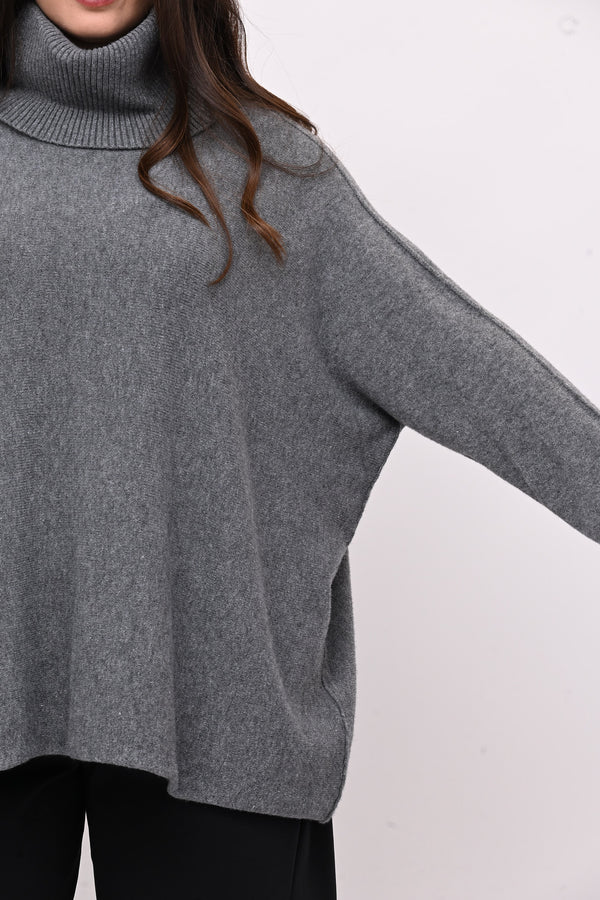 Maxi Pull collo anello - Grigio