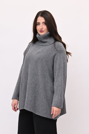 Maxi Pull collo anello - Grigio