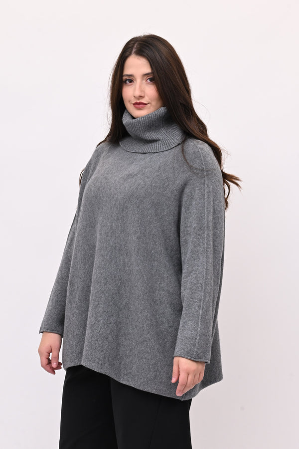 Maxi Pull collo anello - Grigio