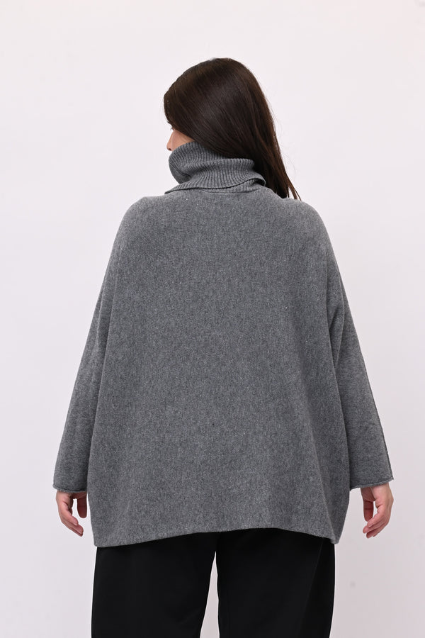 Maxi Pull collo anello - Grigio