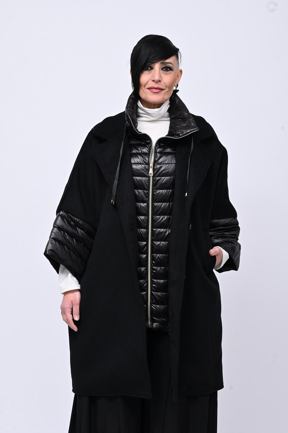 Cappotto inserti piumino - Nero