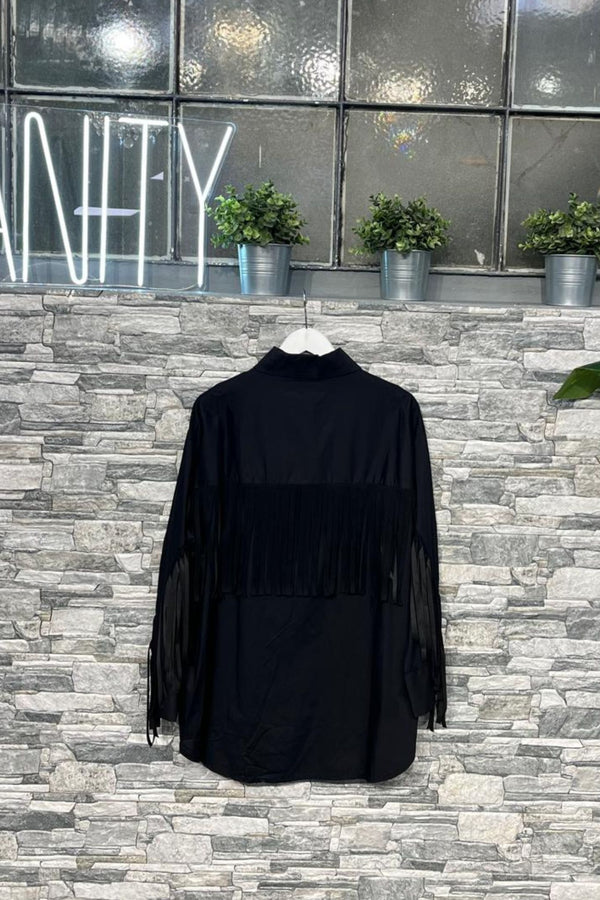 Camicia cotone frange - Nero