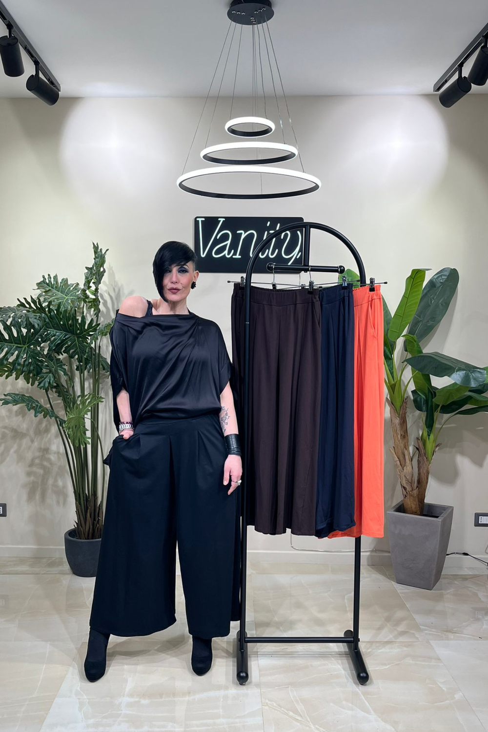 Pantapalazzo jersey pinces - Moro
