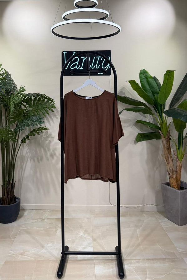 Blusa over lino - Bruciato