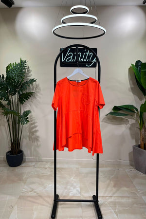Blusa ruota taschino - Corallo