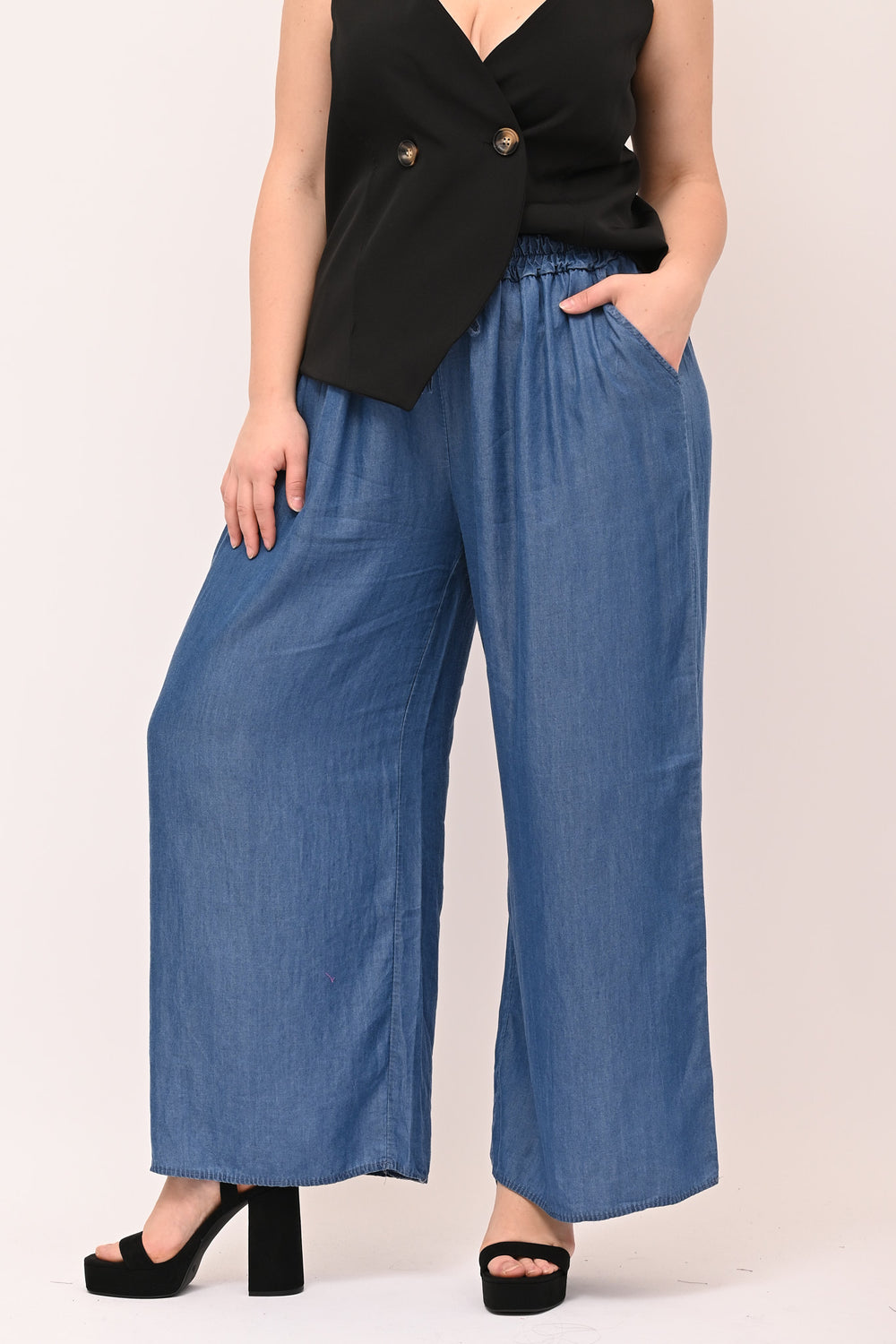 Pantalone chambray laccetto - Jeans scuro